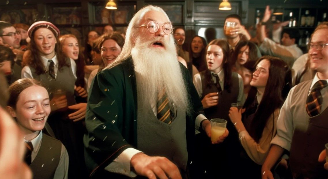 Гарри Поттер и вечеринка в Хогвартсе: нейросеть показала, как могли бы развлекаться волшебники