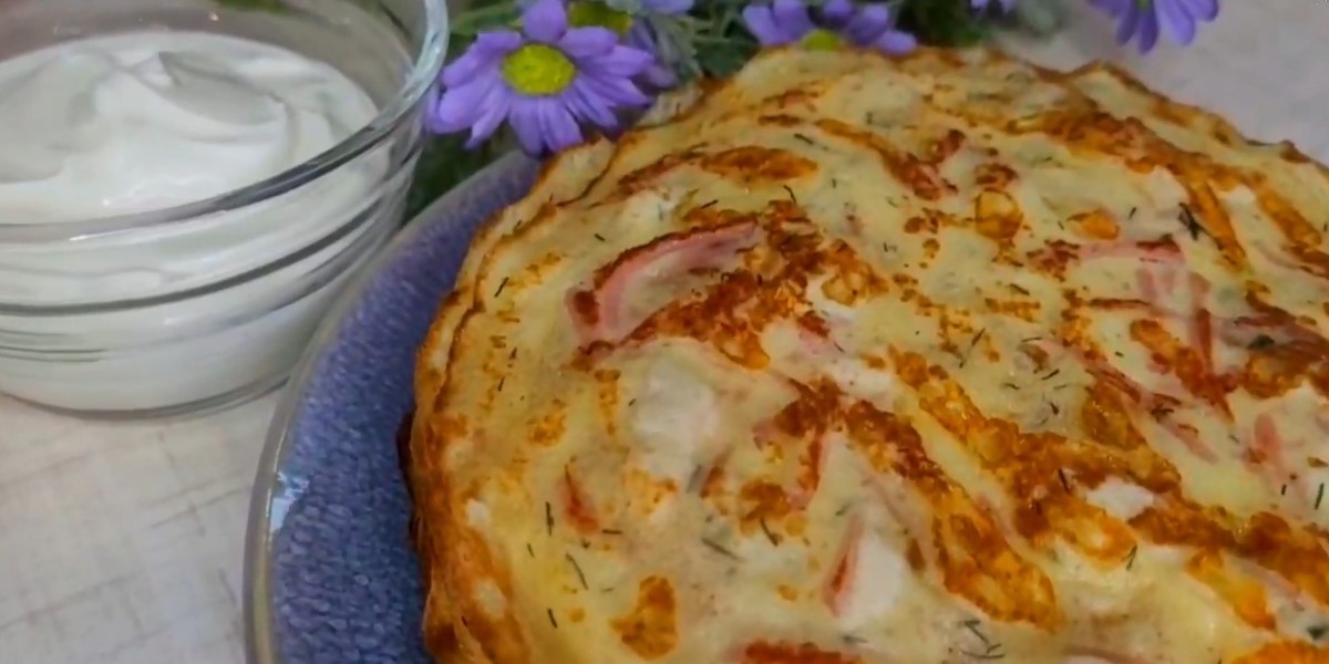 Овсяноблин с колбасой и сыром